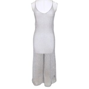DODO BAR OR Silver Dress Midi V-Neck Spagetti Strap Slip Knit 40 NWT $179